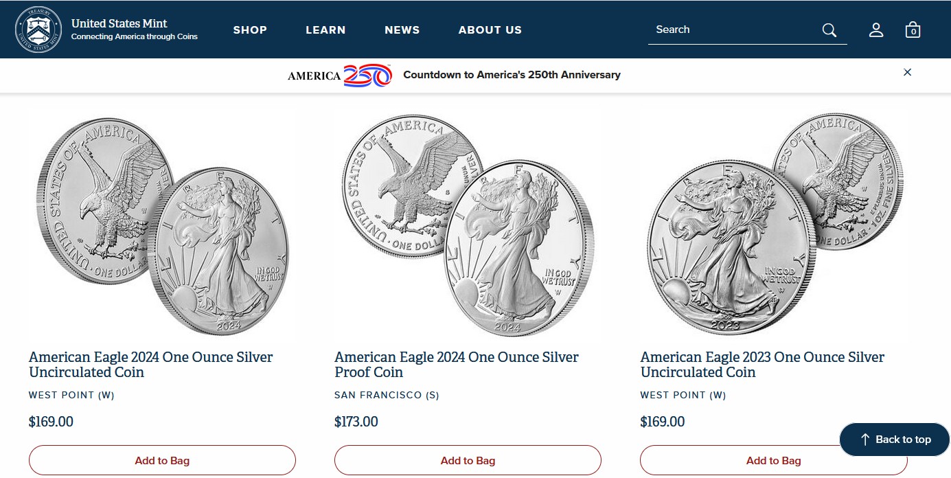 American Eagle zdražel o 90% Cena striebra vysoká kvôli nedostatku