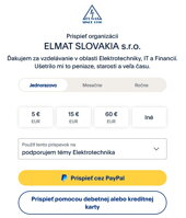 Vaše poďakovanie symbolickým príspevkom