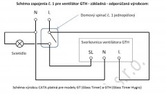 schéma zapojenia ventilátora s časovým dobehom - Timerom odporúčaná výrobcom