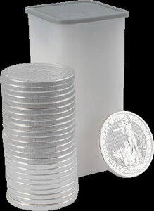 Tuba 25ks 1-uncových strieborných investičných mincí Britannia